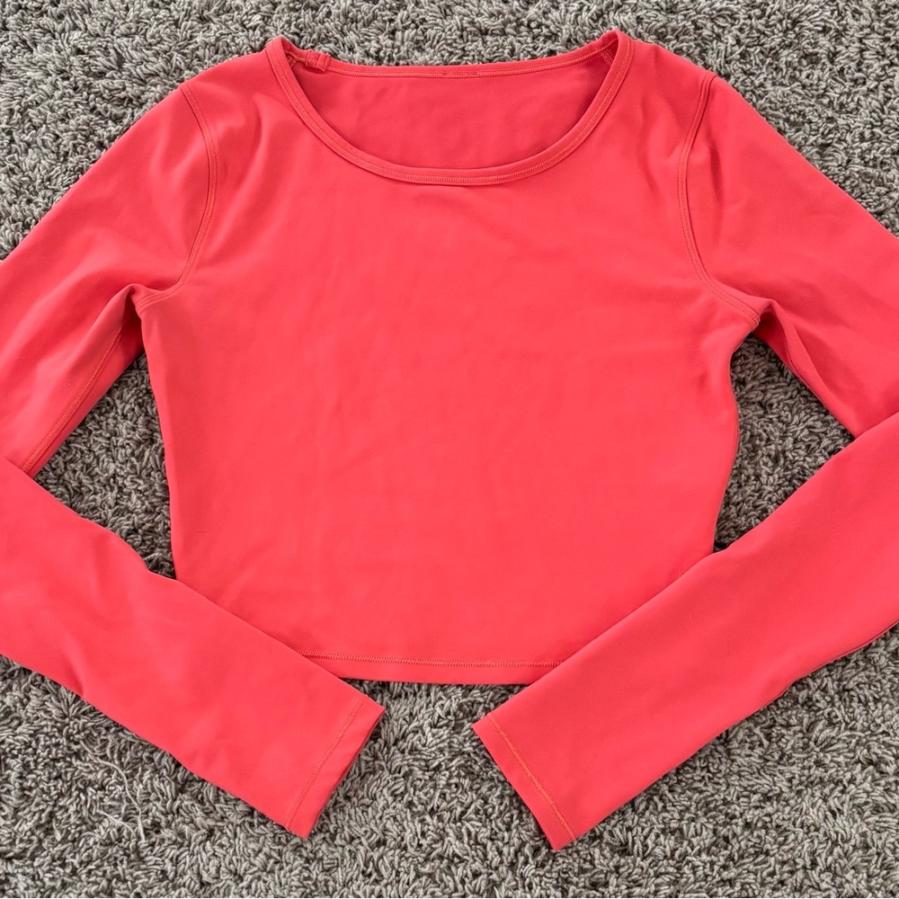 Lululemon Athletica Swiftly Tech Cropped Long Sleeve Top Shirt Coral Size XS 0